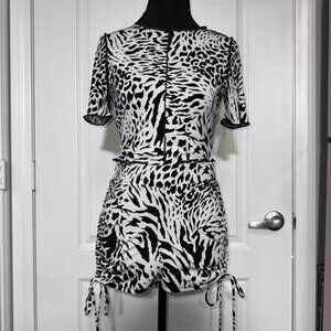Hottie Black & White Zebra Print 2-Piece Set – Size Medium